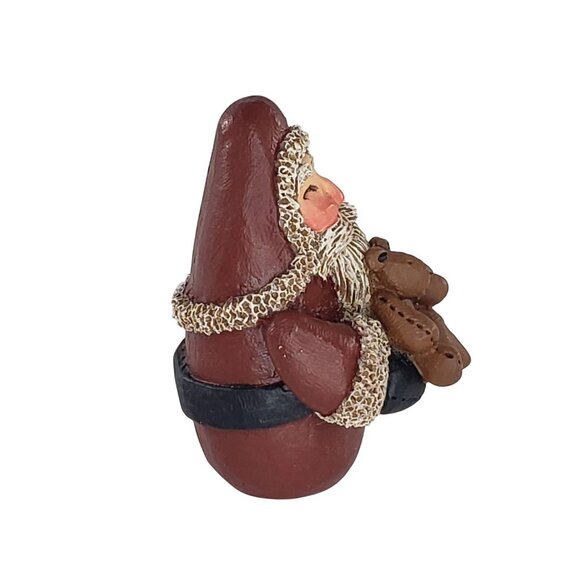 Gail Laura Santa Claus Holding Teddy Bear Miniature Figurine 1991 Vintage Folk - Picture 3 of 8